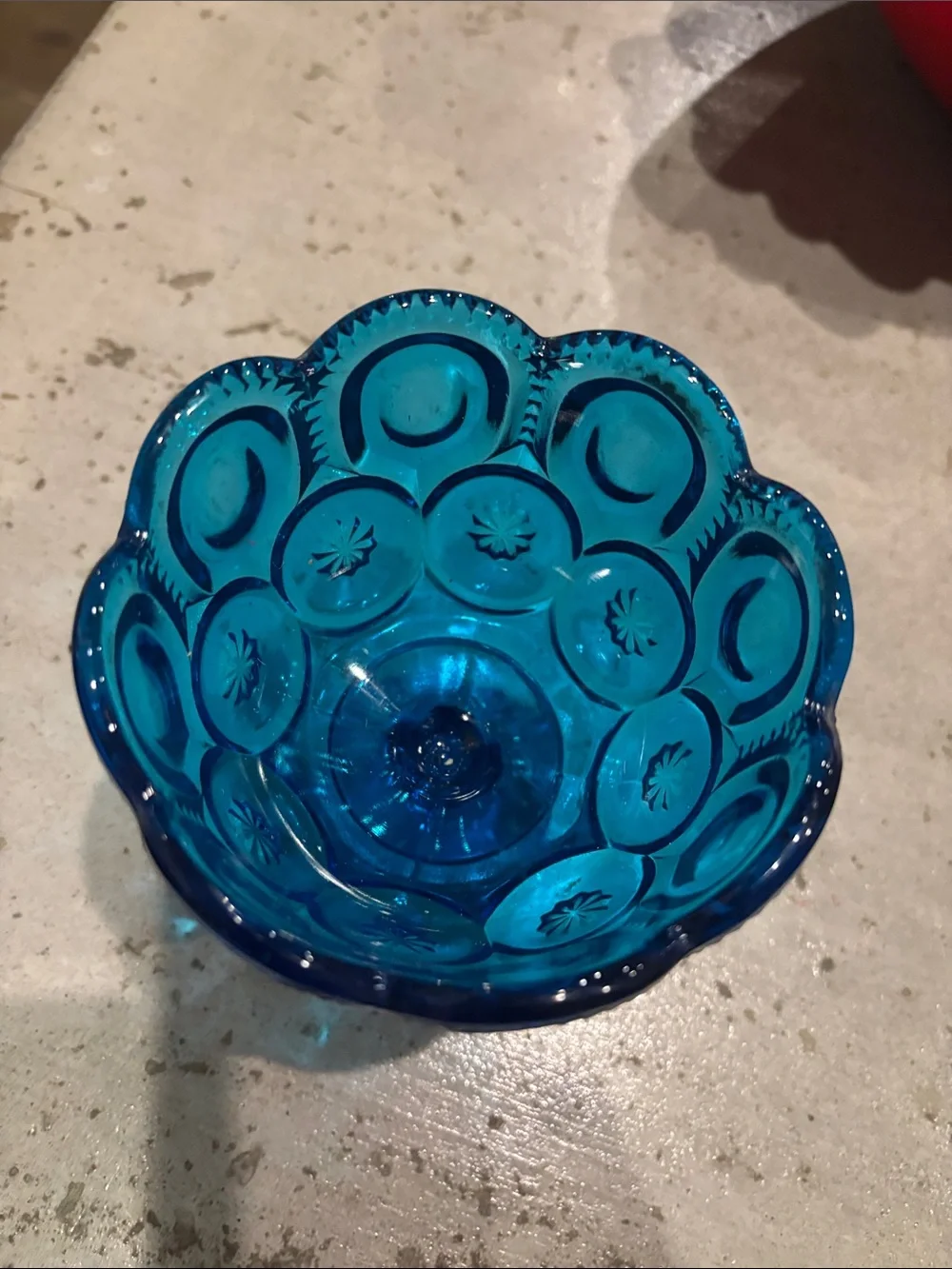 Gorgeous Blue antique Decorative Covered Candy Dish - Elegant Glass Pedestal Jar